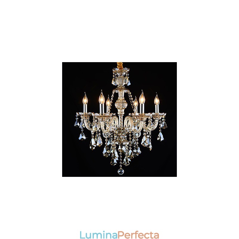 Candelabru Culoare Cognac Cristal Modern 6 Lumini Contemporan Sticla
