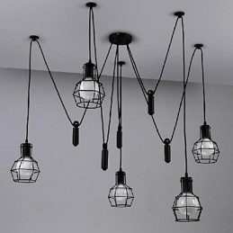 Tradițional Clasic Vintage Retro Lantern Country Mini Stil Pictură Metal Pendant Lampă de luat masa