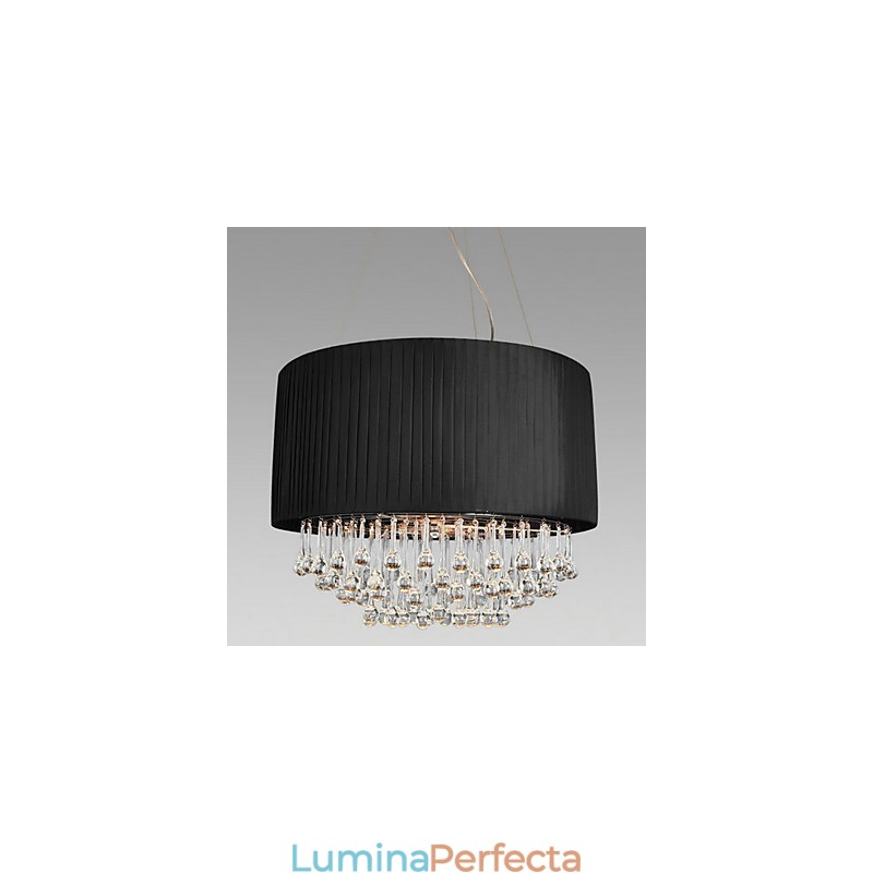 Plafoniera de cristal cu 5 lumini in nuanta de material negru