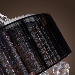 Montaj modern de cristal cu abajur din material negru cu 5 lumini