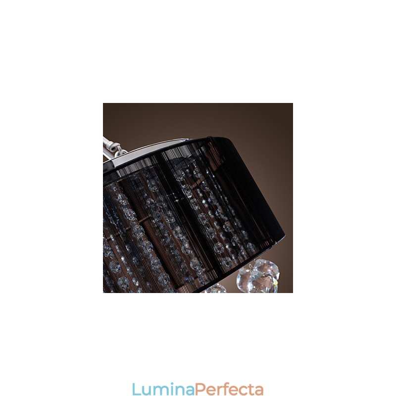 Montaj modern de cristal cu abajur din material negru cu 5 lumini