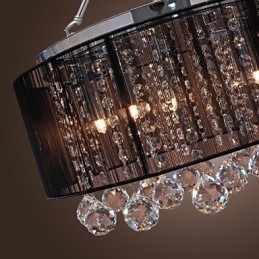 Montaj modern de cristal cu abajur din material negru cu 5 lumini