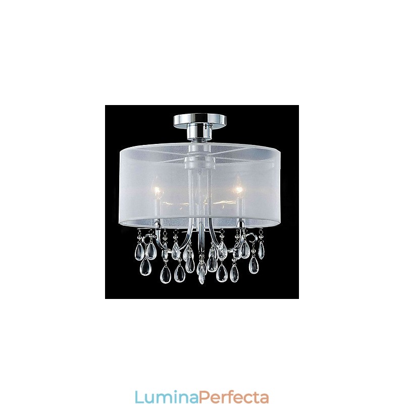 Suport de cristal elegant cu 3 lumini în nuanță de material textil