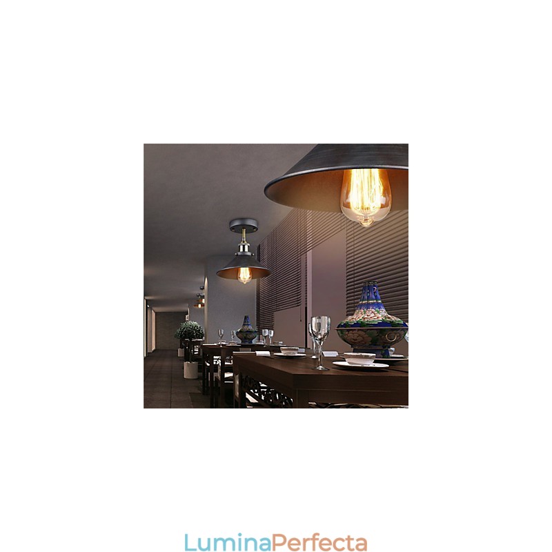 Plafoniera vintage Mini Edison cu 1 lumină, metal, montaj încastrat