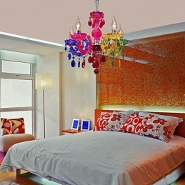 Candelabru clasic tradițional din acril cromat de cristal