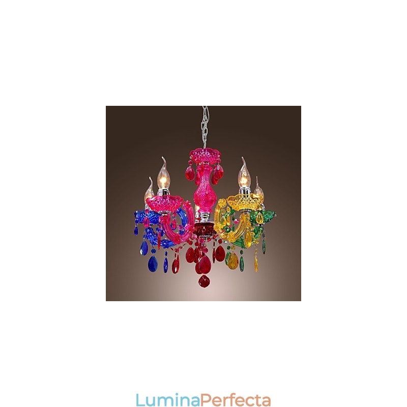 Candelabru clasic tradițional din acril cromat de cristal