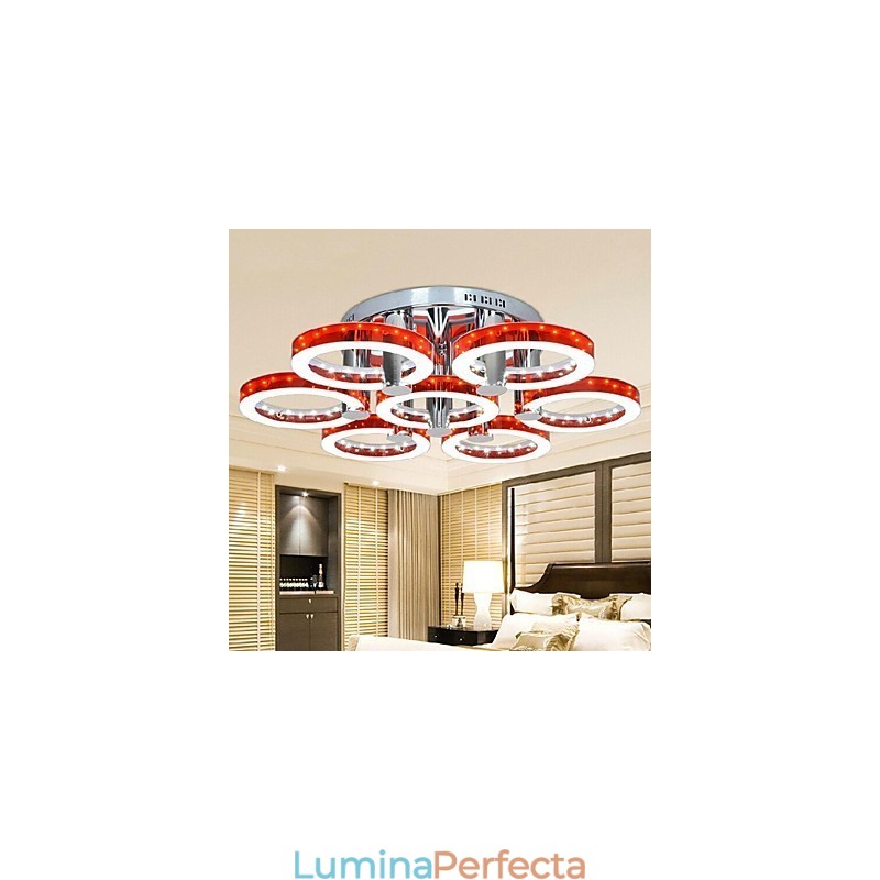 Candelabru acrilic roșu cu 7 lumini (crom)