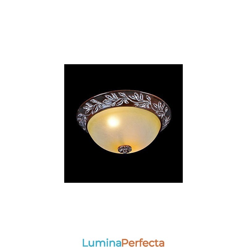 Lumină pentru montare încasată, alb, galben, sticlă, rășină, argint sculptat, clasic european