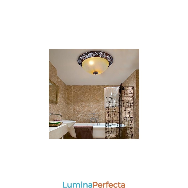 Lumină pentru montare încasată, alb, galben, sticlă, rășină, argint sculptat, clasic european