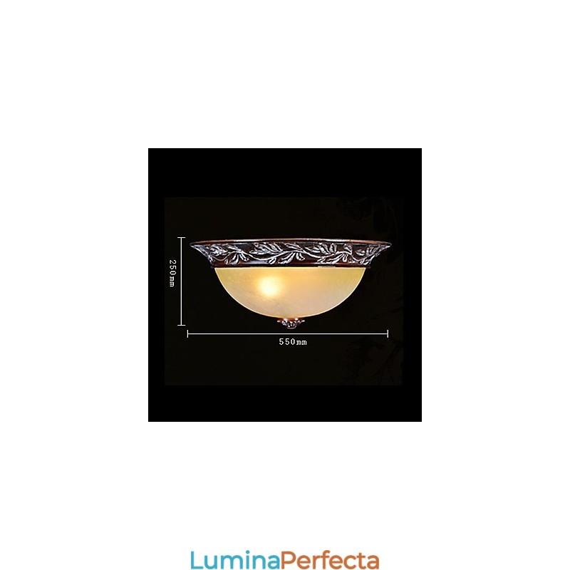 Lumină pentru montare încasată, alb, galben, sticlă, rășină, argint sculptat, clasic european