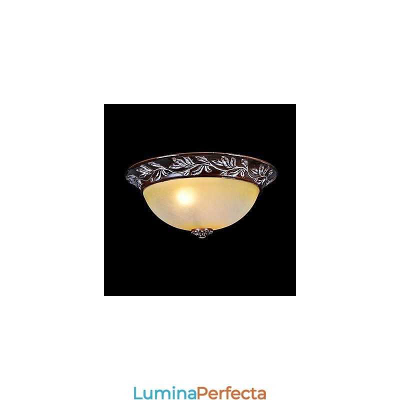 Lumină pentru montare încasată, alb, galben, sticlă, rășină, argint sculptat, clasic european