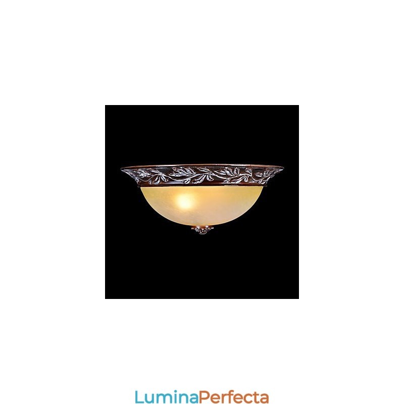 Lumină pentru montare încasată, alb, galben, sticlă, rășină, argint sculptat, clasic european