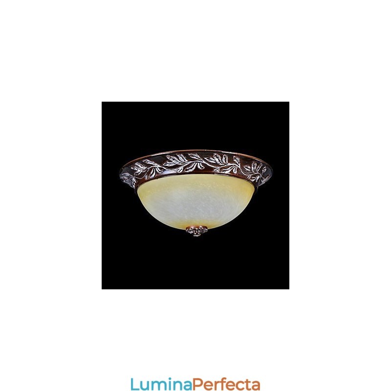 Lumină pentru montare încasată, alb, galben, sticlă, rășină, argint sculptat, clasic european