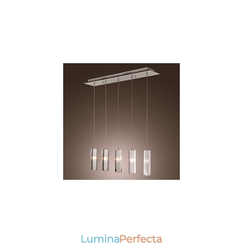Lampă suspendată modernă, contemporană, din metal cromat, din cristal