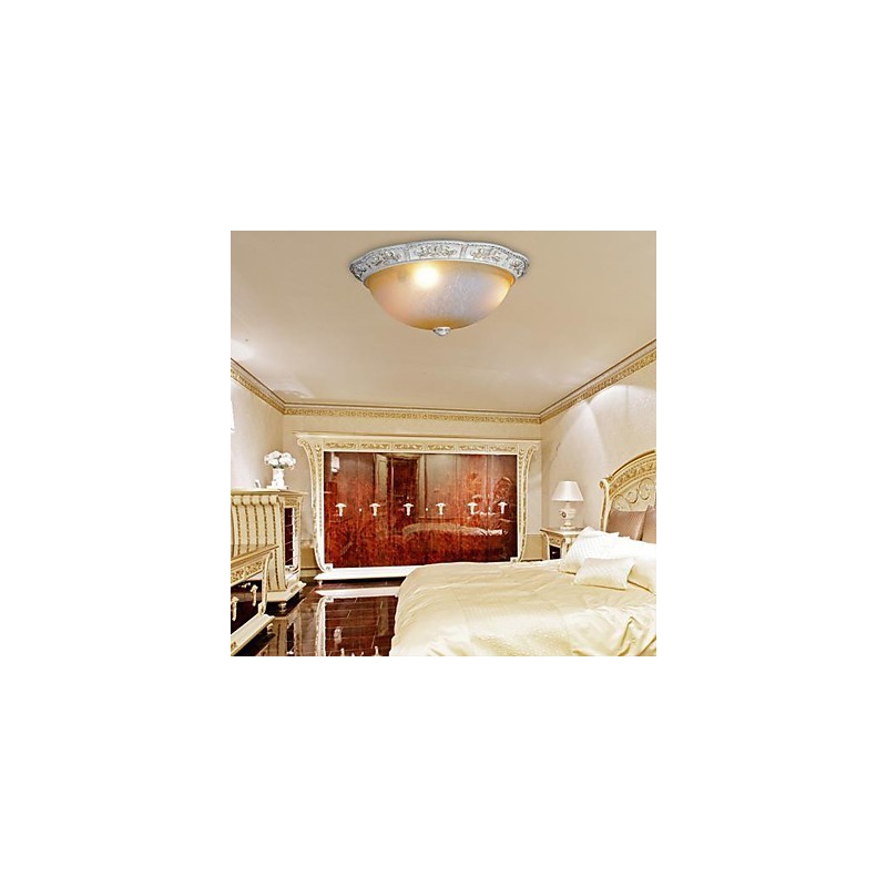 Montaj încastrat alb Galben deschis, alb, sticlă, rășină, model sculptat, clasic european