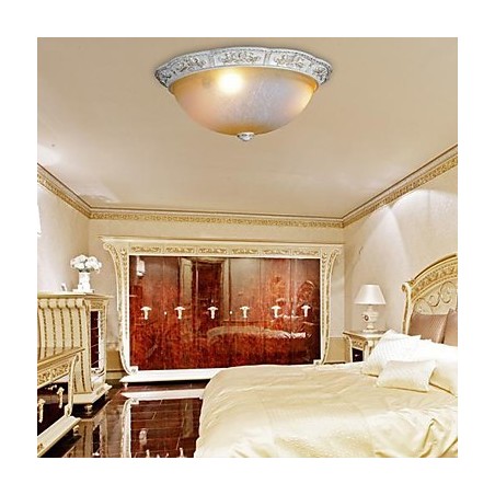 Montaj încastrat alb Galben deschis, alb, sticlă, rășină, model sculptat, clasic european