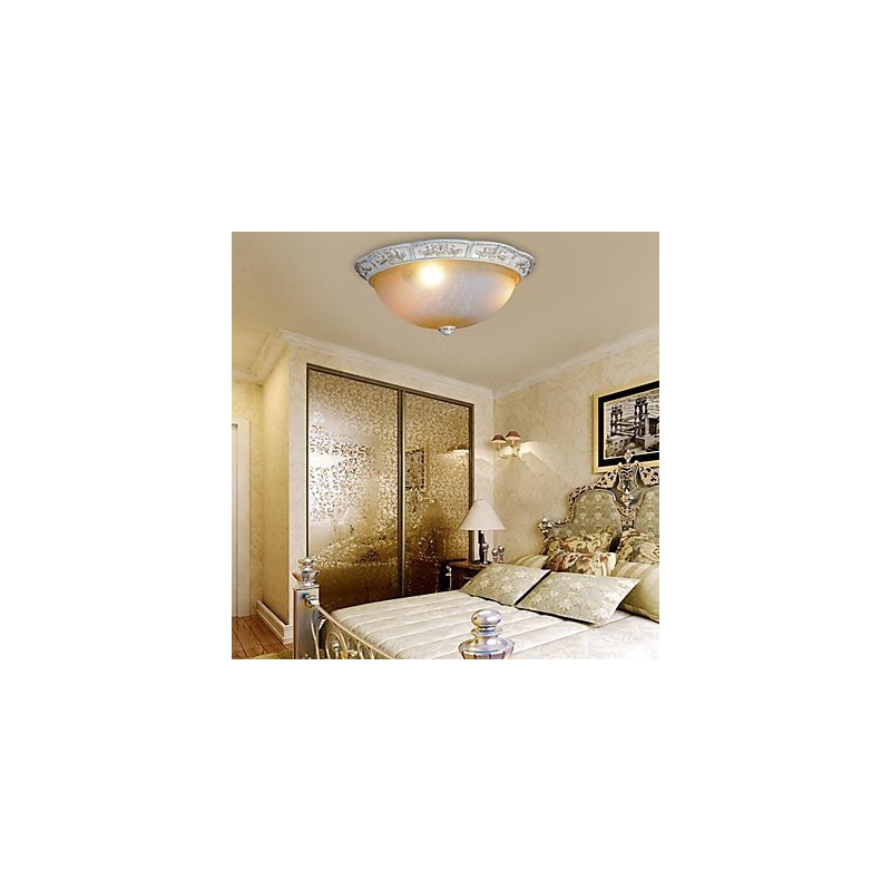 Montaj încastrat alb Galben deschis, alb, sticlă, rășină, model sculptat, clasic european