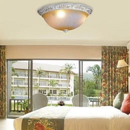 Montaj încastrat alb Galben deschis, alb, sticlă, rășină, model sculptat, clasic european