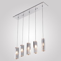 Lampă suspendată modernă, contemporană, din metal cromat, din cristal