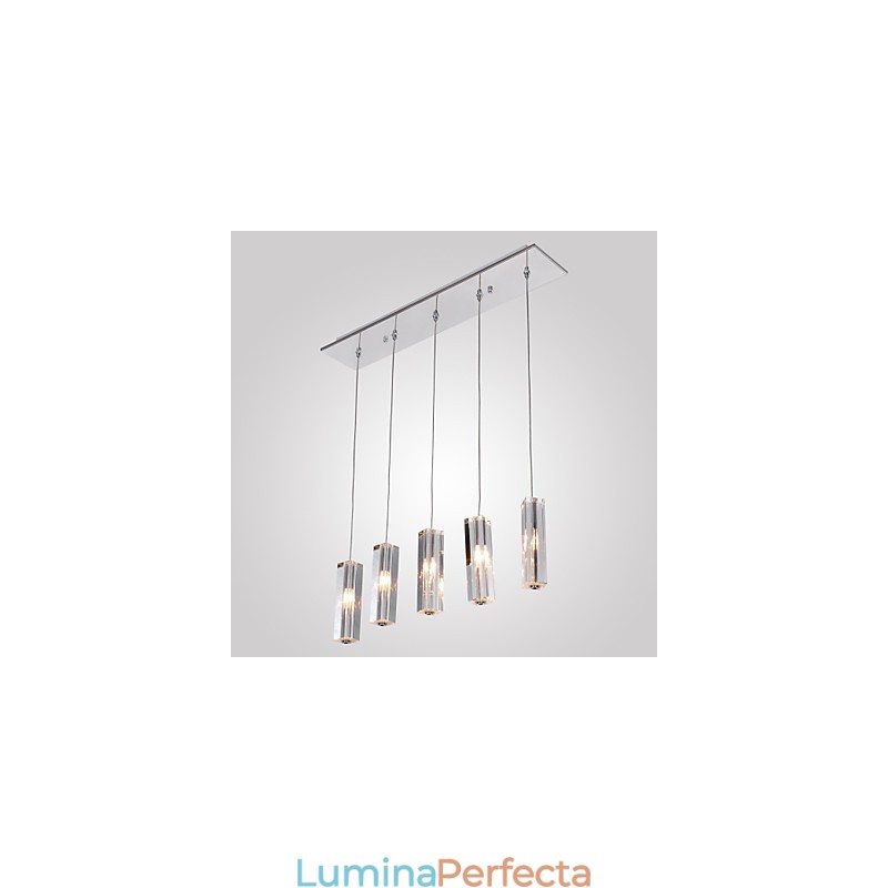 Lampă suspendată modernă, contemporană, din metal cromat, din cristal