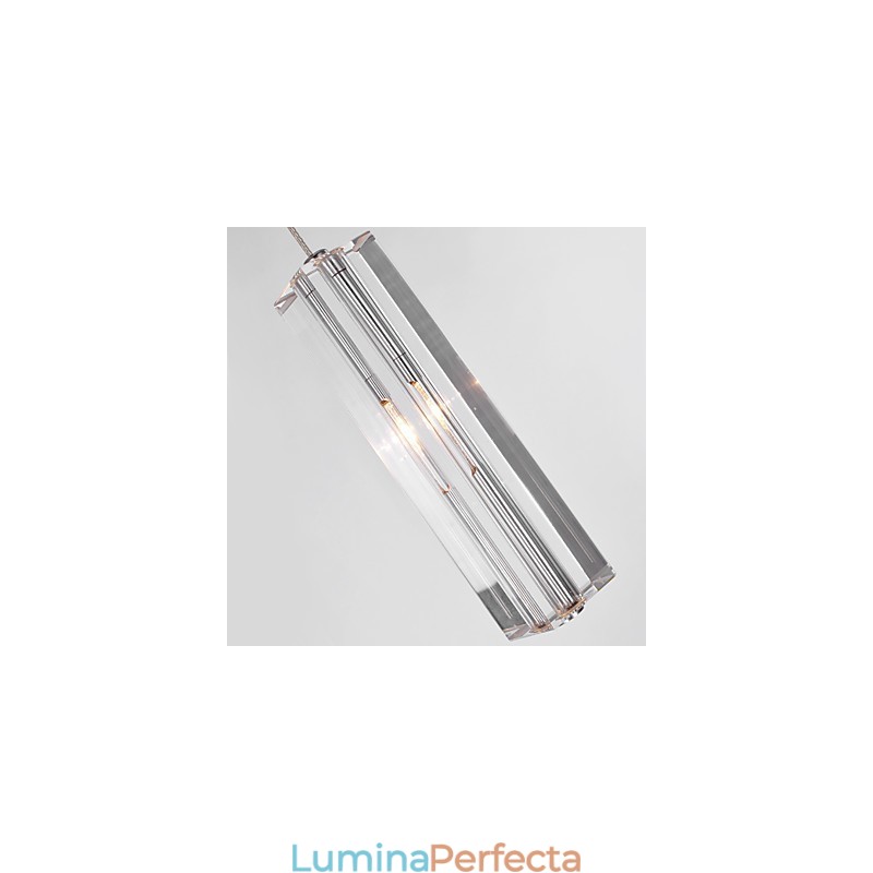 Lampă suspendată modernă, contemporană, din metal cromat, din cristal