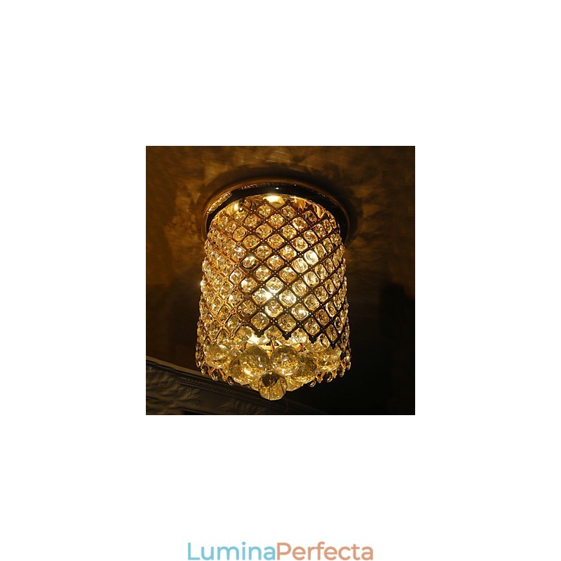Crystal Modern Flush Mount Aur, finisat în formă de spirală