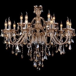 Candelabru Cristal Culoare Cognac Lux Modern 2 Tiers Living 15 Lumini