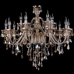 Candelabru Cristal Culoare Cognac Lux Modern 2 Tiers Living 15 Lumini