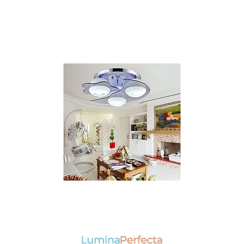 Plafon cu 3 lumini Modern Fashion Contracted Alb Oțel inoxidabil Metal