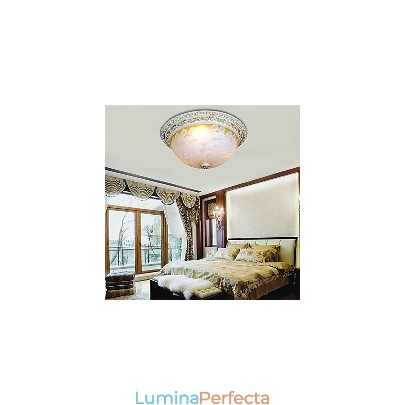 Lumină albă cu montare încastrabilă, rășină de sticlă, sculptură în aur, clasic european