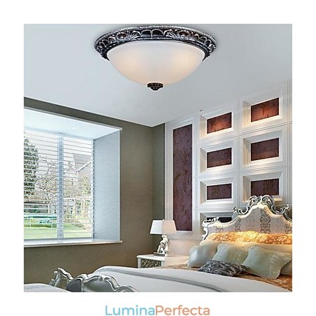 Lumină cu montare încasată, rășină de sticlă, sculptură în argint, retro clasic european