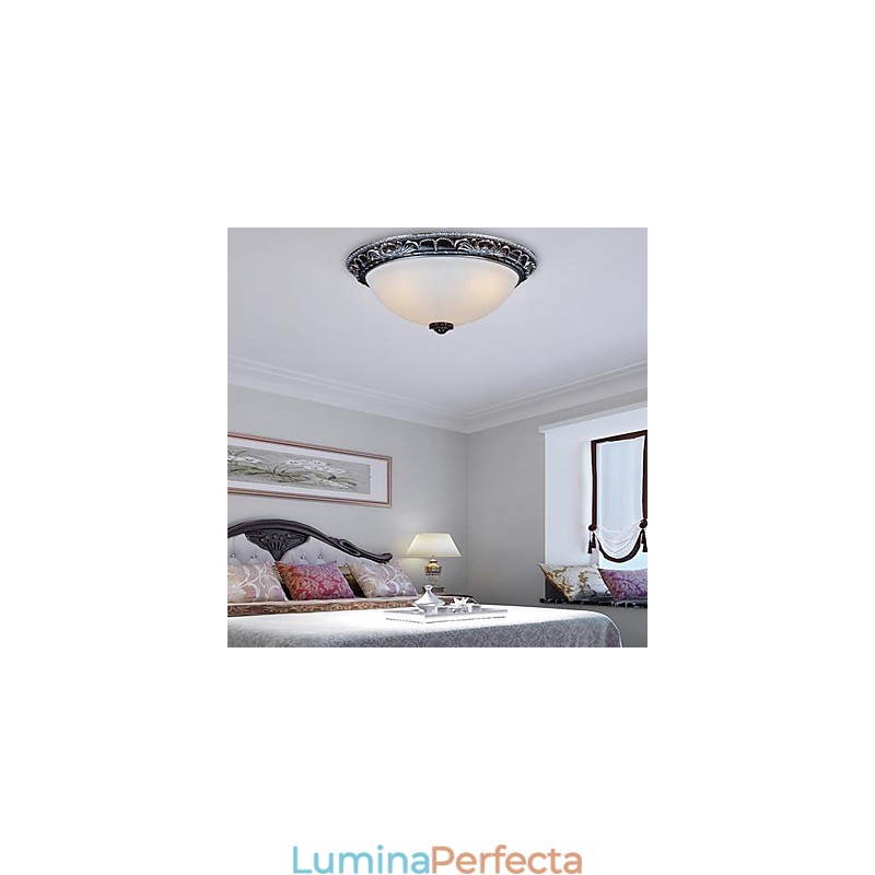 Lumină cu montare încasată, rășină de sticlă, sculptură în argint, retro clasic european