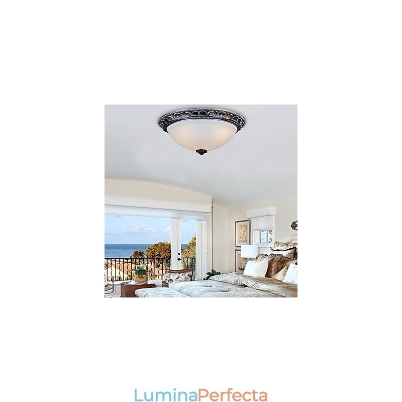 Lumină cu montare încasată, rășină de sticlă, sculptură în argint, retro clasic european