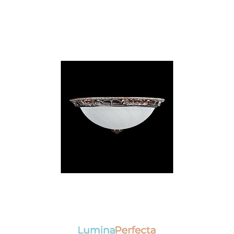 Lumină cu montare încasată, rășină de sticlă, sculptură în argint, retro clasic european