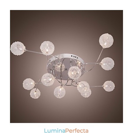 Lumină G4 cu 12 lumini din fier cu abajururi din aluminiu Lumină G4 cu 12 lumini din fier cu abajururi din aluminiu