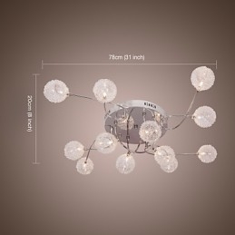 Lumină G4 cu 12 lumini din fier cu abajururi din aluminiu
