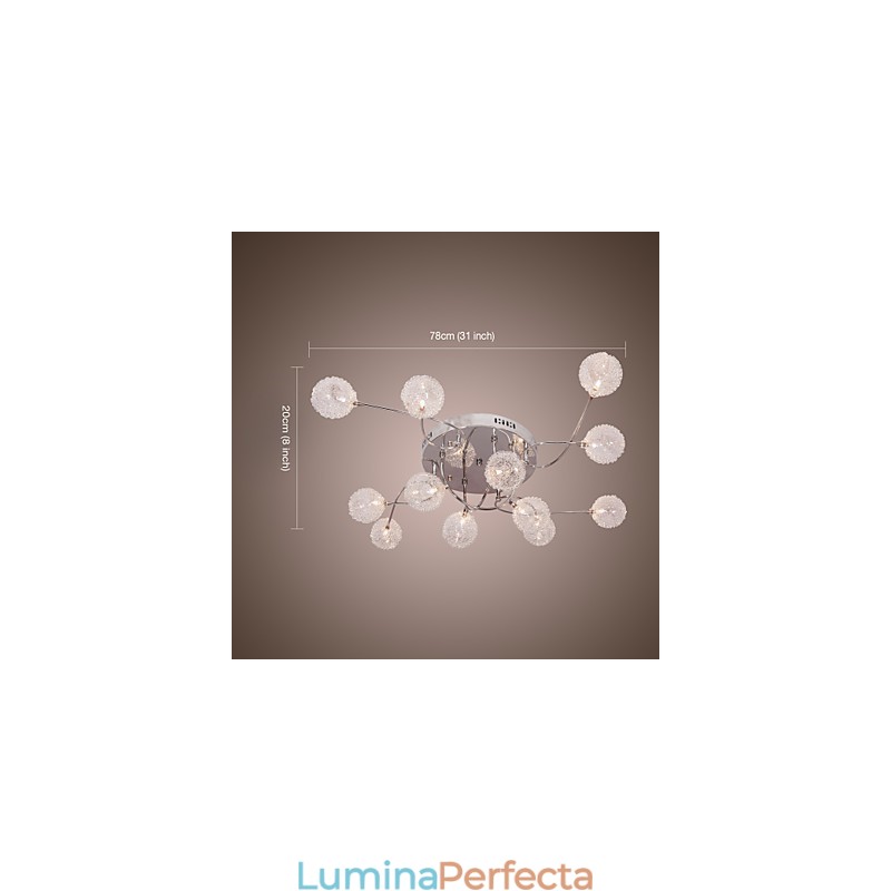 Lumină G4 cu 12 lumini din fier cu abajururi din aluminiu