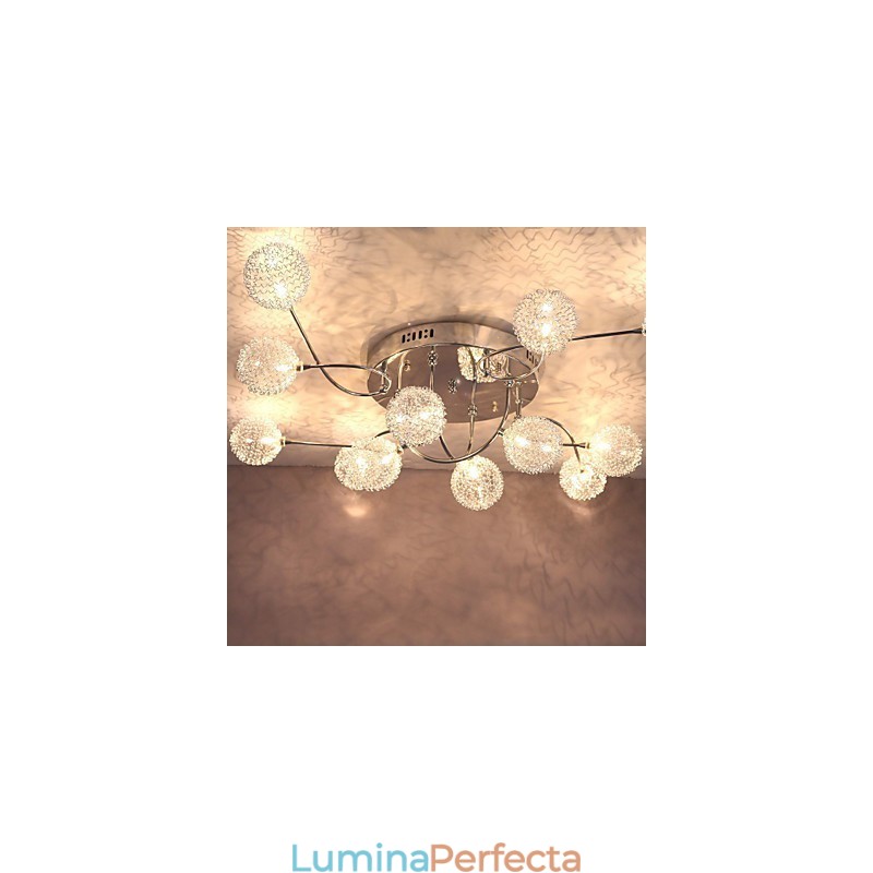 Lumină G4 cu 12 lumini din fier cu abajururi din aluminiu