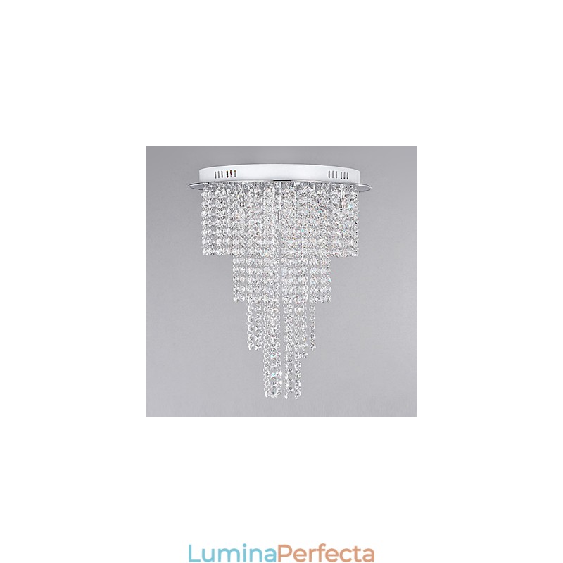 Crystal Flush Mount 8 lumini metal contemporan galvanizare