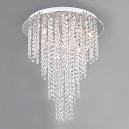 Crystal Flush Mount 8 lumini metal contemporan galvanizare