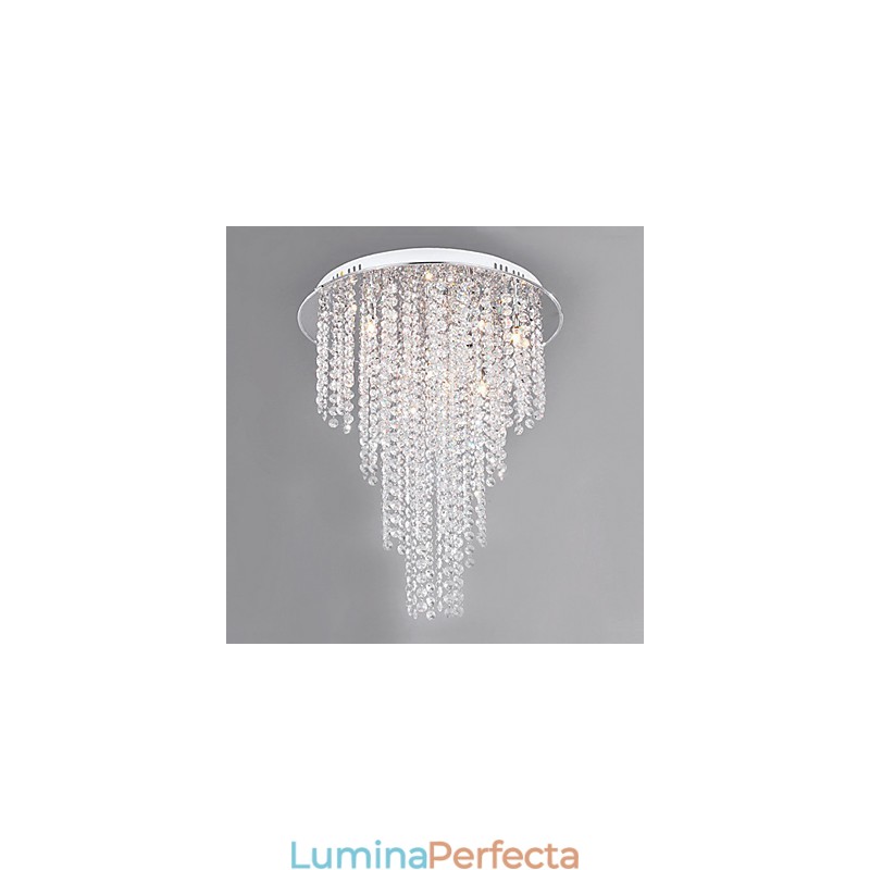 Crystal Flush Mount 8 lumini metal contemporan galvanizare