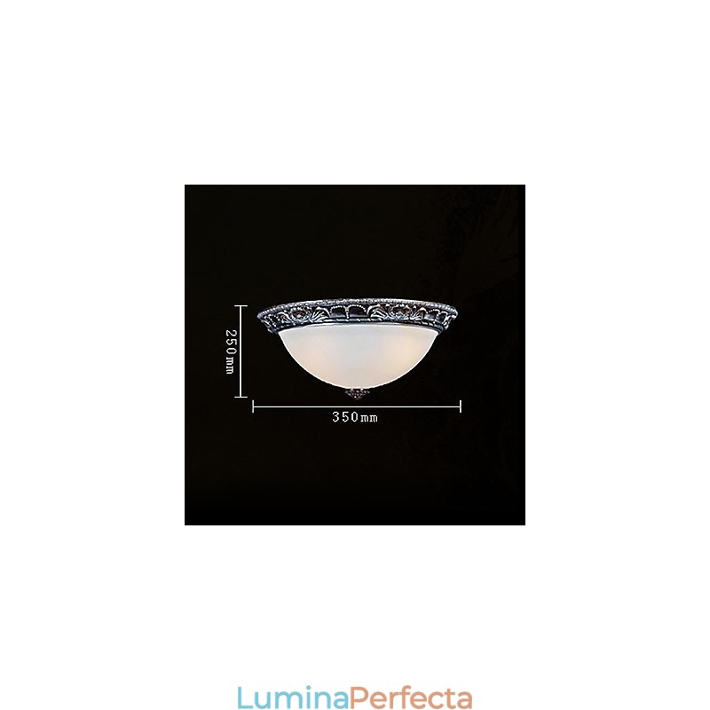 Lumină cu montare încasată, rășină de sticlă, sculptură în argint, retro clasic european