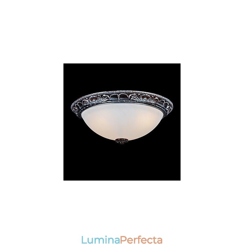 Lumină cu montare încasată, rășină de sticlă, sculptură în argint, retro clasic european