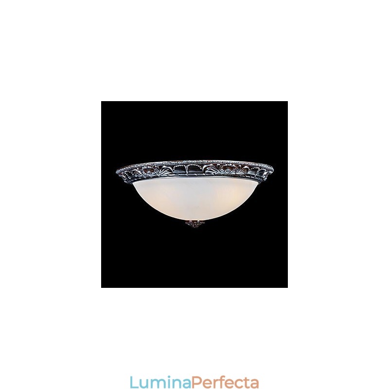 Lumină cu montare încasată, rășină de sticlă, sculptură în argint, retro clasic european