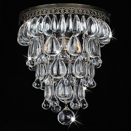 Crystal Flush Mount 1 lumină Vintage Fier Electroplating