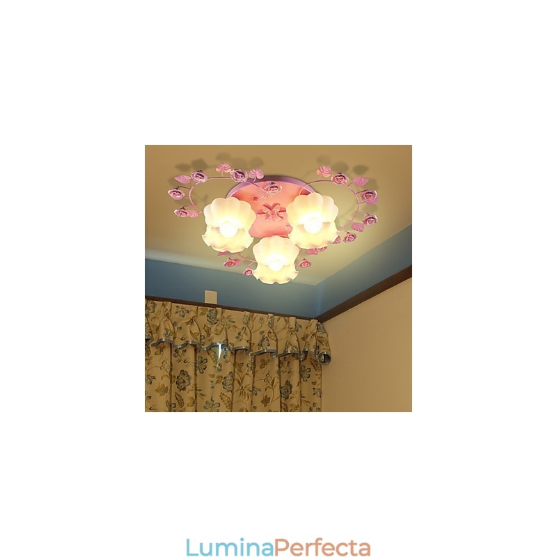 Lampă Creativă Contracted Rural Sweet Pink Rose 3 Absorb Dome Light