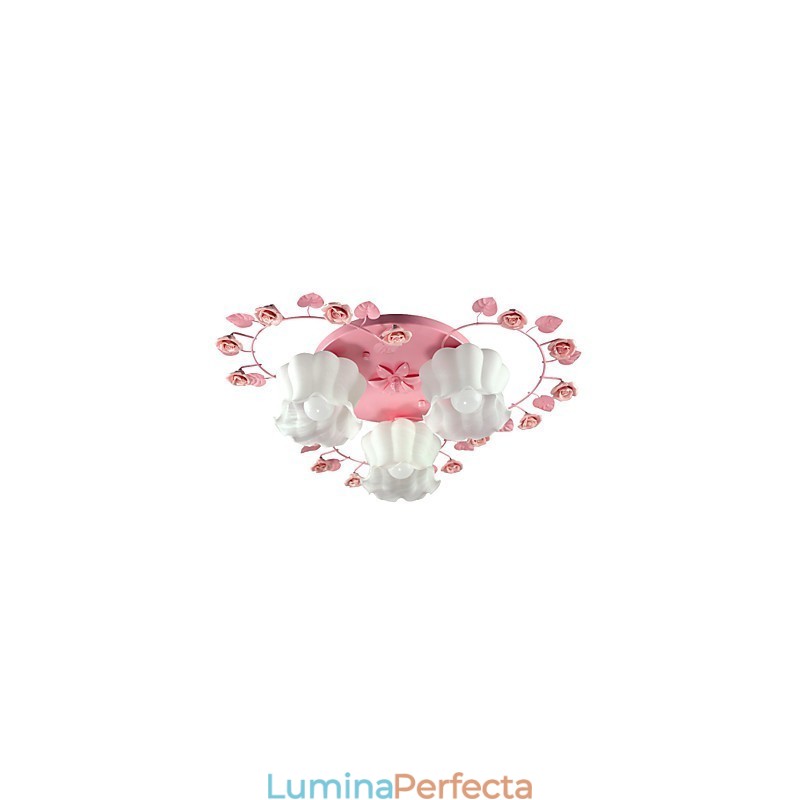 Lampă Creativă Contracted Rural Sweet Pink Rose 3 Absorb Dome Light
