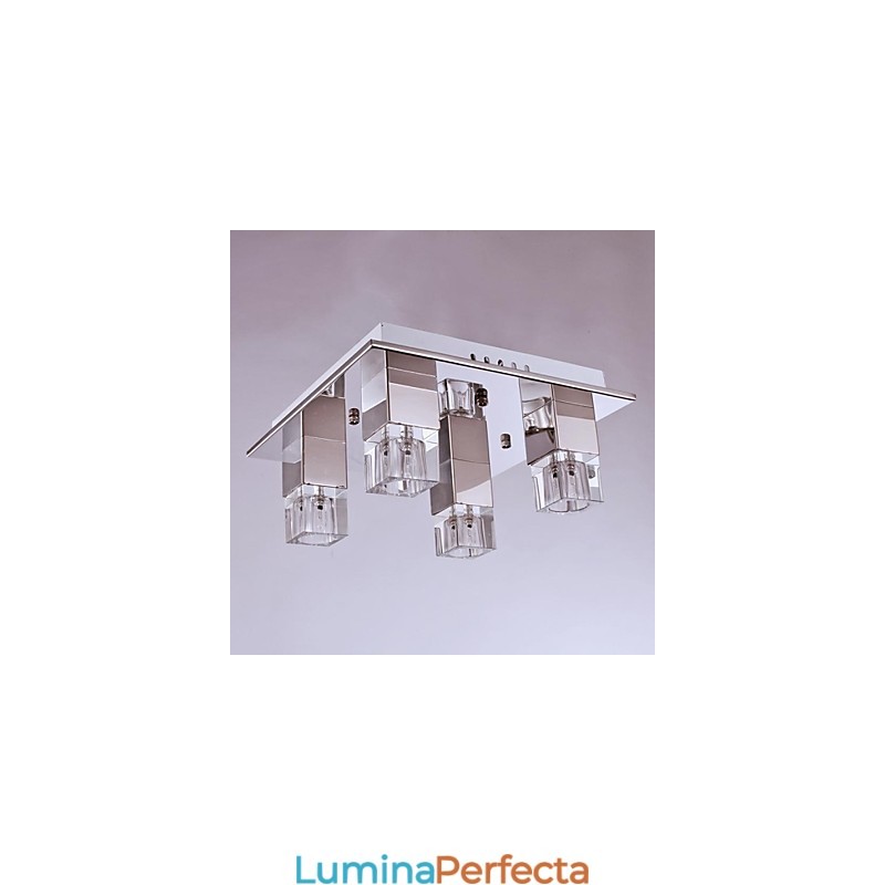Plafoniere 4 Lumini Cristal Placare Artistică Oțel Inoxidabil