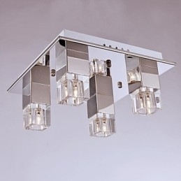 Plafoniere 4 Lumini Cristal Placare Artistică Oțel Inoxidabil