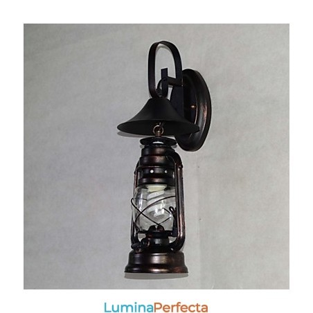 Lampă de perete cu lanternă din metal negru de epocă cu o singură lumină Lampă de perete cu lanternă din metal negru de epocă cu o singură lumină